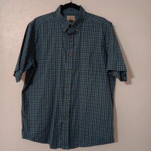 L L‎ Bean Men's  Button Down Shirt  Traditional Fit Sz L  Short Sleeve Blue/Teal